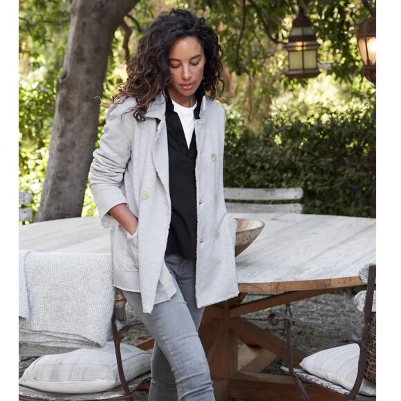 Frank & Eileen Belfast Triple Fleece Peacoat Jacket In Gray Melange Size Medium